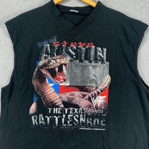 Stone Cold Steve Austin Muscle Shirt Mens Large Black WWE Rattlesnake Titan